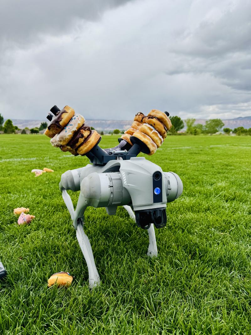 Center of Excellence Delivers Donuts to Rifle PD with Robotic Dog and Drone to Celebrate National Donut Day